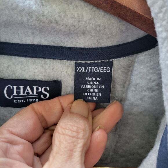 Chaps Sweatshirt Men's Medium Gray Golf 1/4 Zip Fleece Pullover XXL - Picture 3 of 8